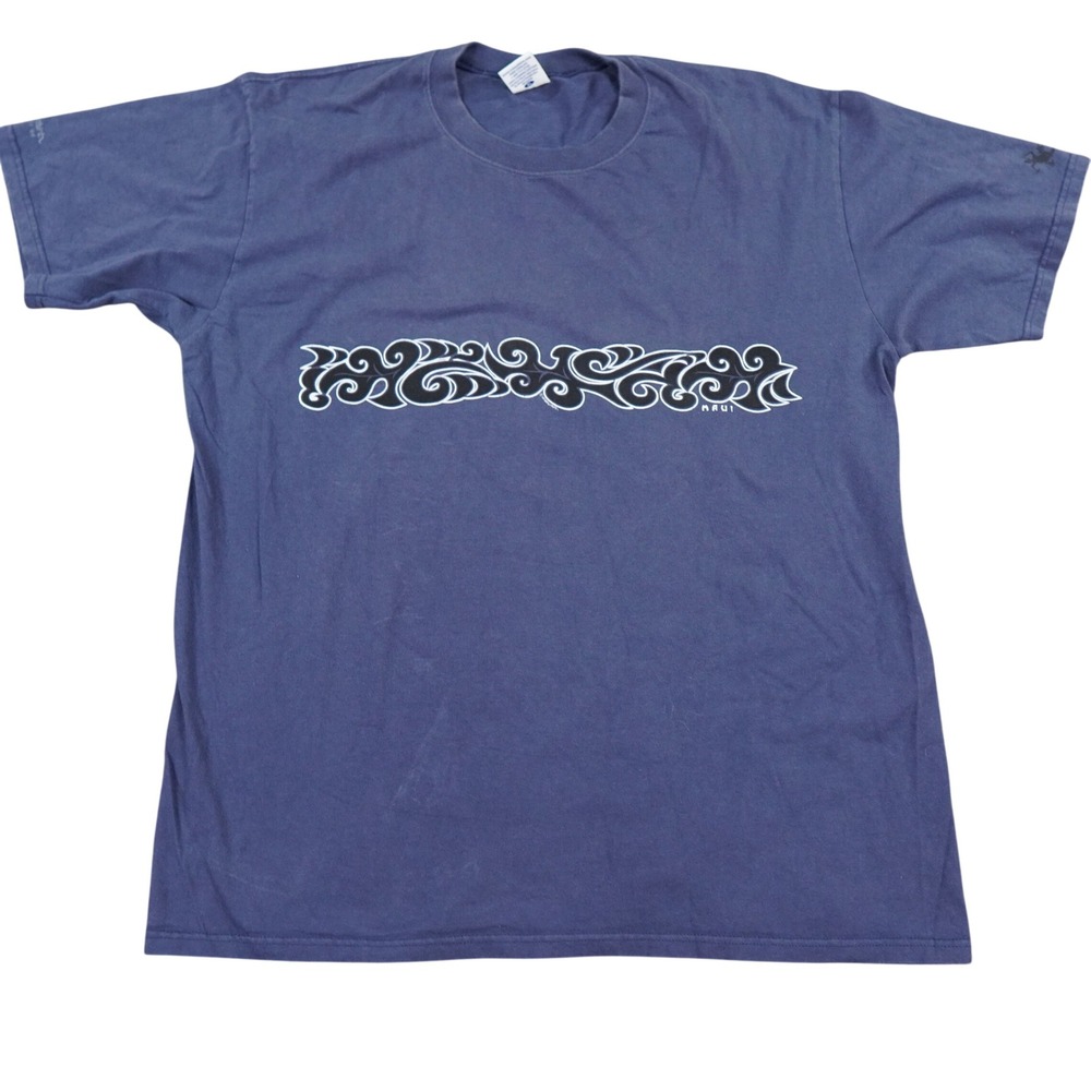 VTG Crazy Shirts‎ Tribal Wave Mens XL Blue Regular Maui 2001 Hawaii 64 Gecko